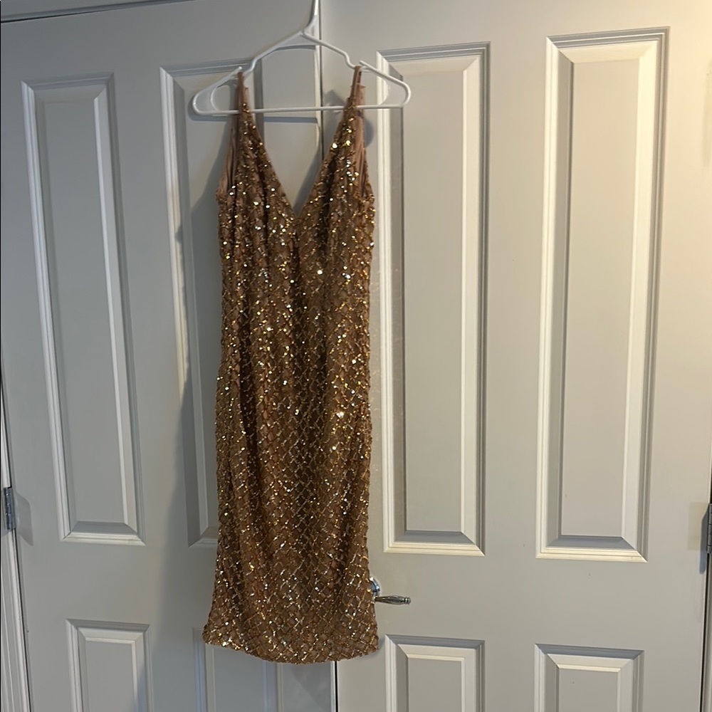 Elegant Gold Sequin Luna Dress by Dress the Population
